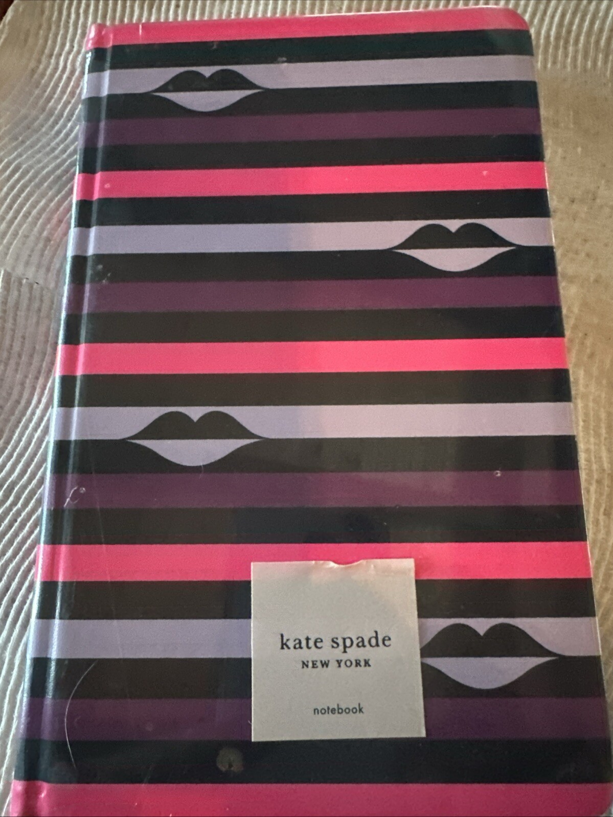 Kate Spade Take Note Large Notebook Lips Stripe