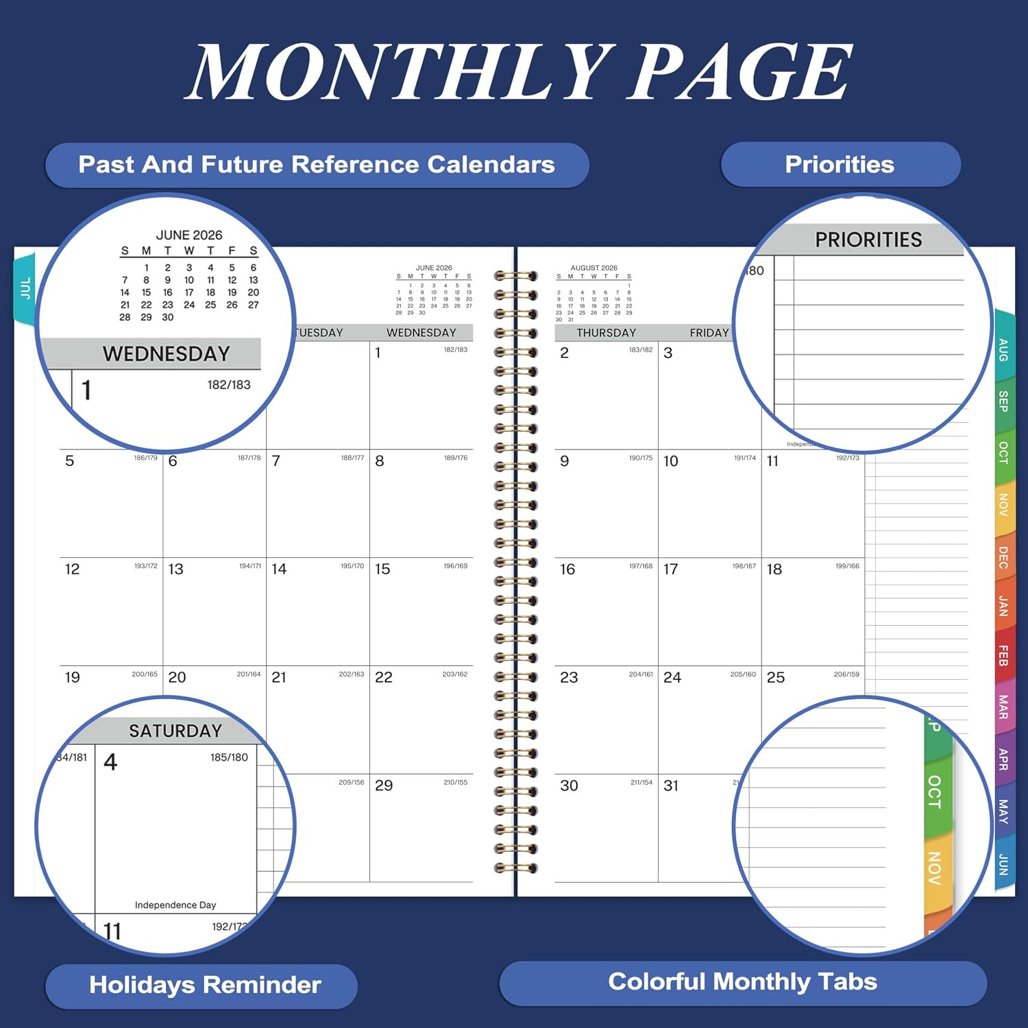 2026-2027 Weekly Appointment Planner 9×11 Hourly Daily Schedule Book Blue