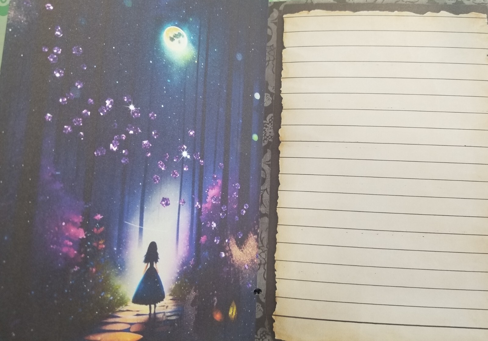 Junk Journal Blank Booklet “BEWITCHED NIGHT” HANDMADE GRIMOIRE LG 8.5″x5.5″ 40pg