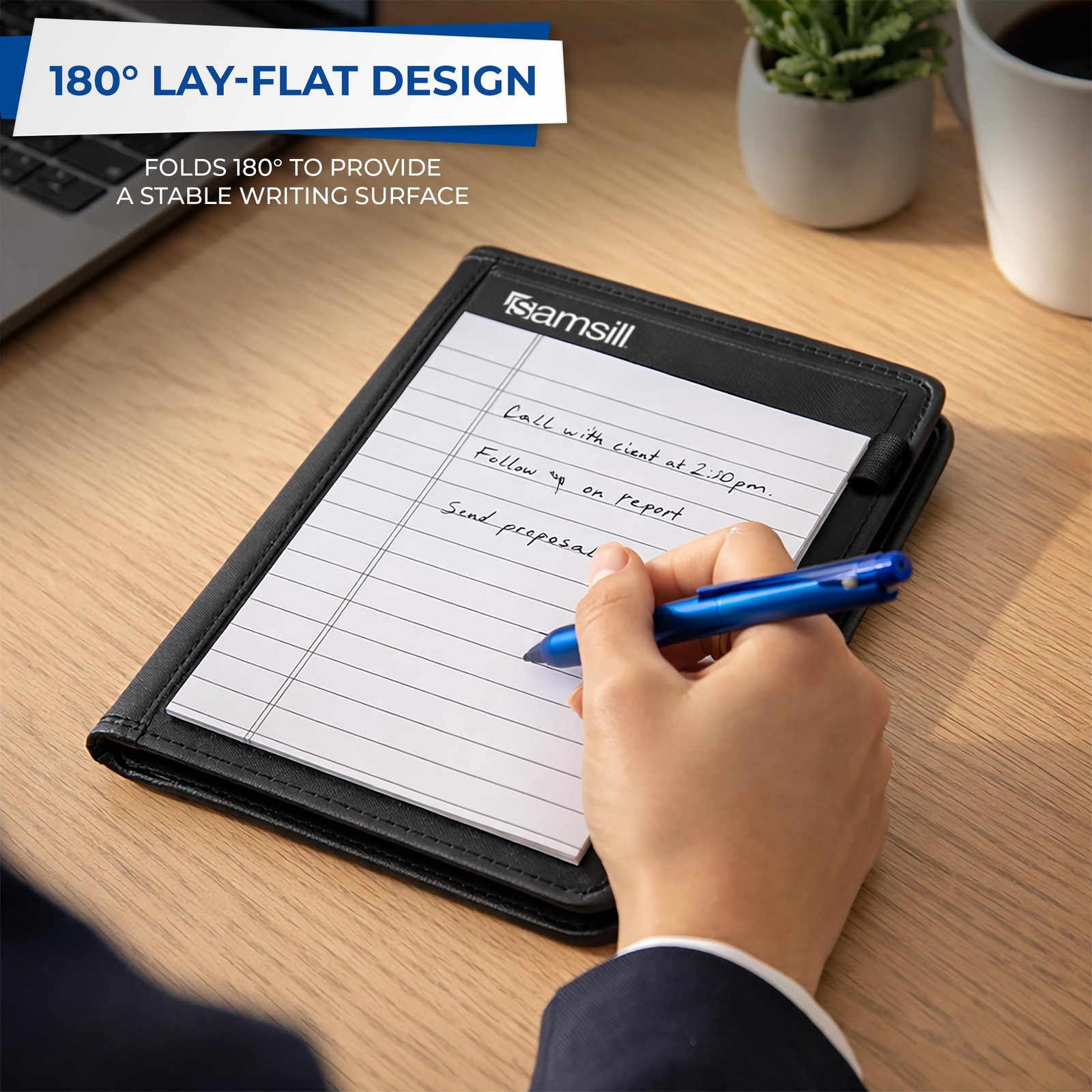 Professional Padfolio, Faux-Leather Mini Portfolio, with 5 x 8 Writing Pad, B