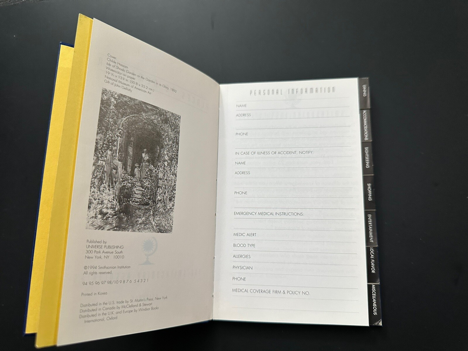 Isles Of Shoals Garden Childe Hassam Address Book Smithsonian New, Vintage