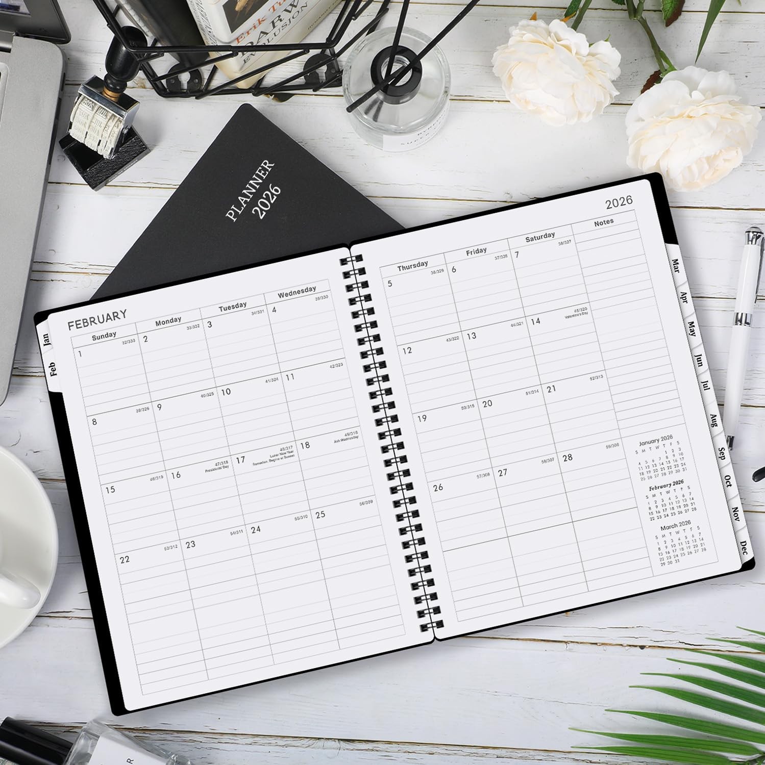 Planner 2026 Weekly & Monthly 8″ x 10″ 12 Monthly Tabs Strong Twin-Wire Binding
