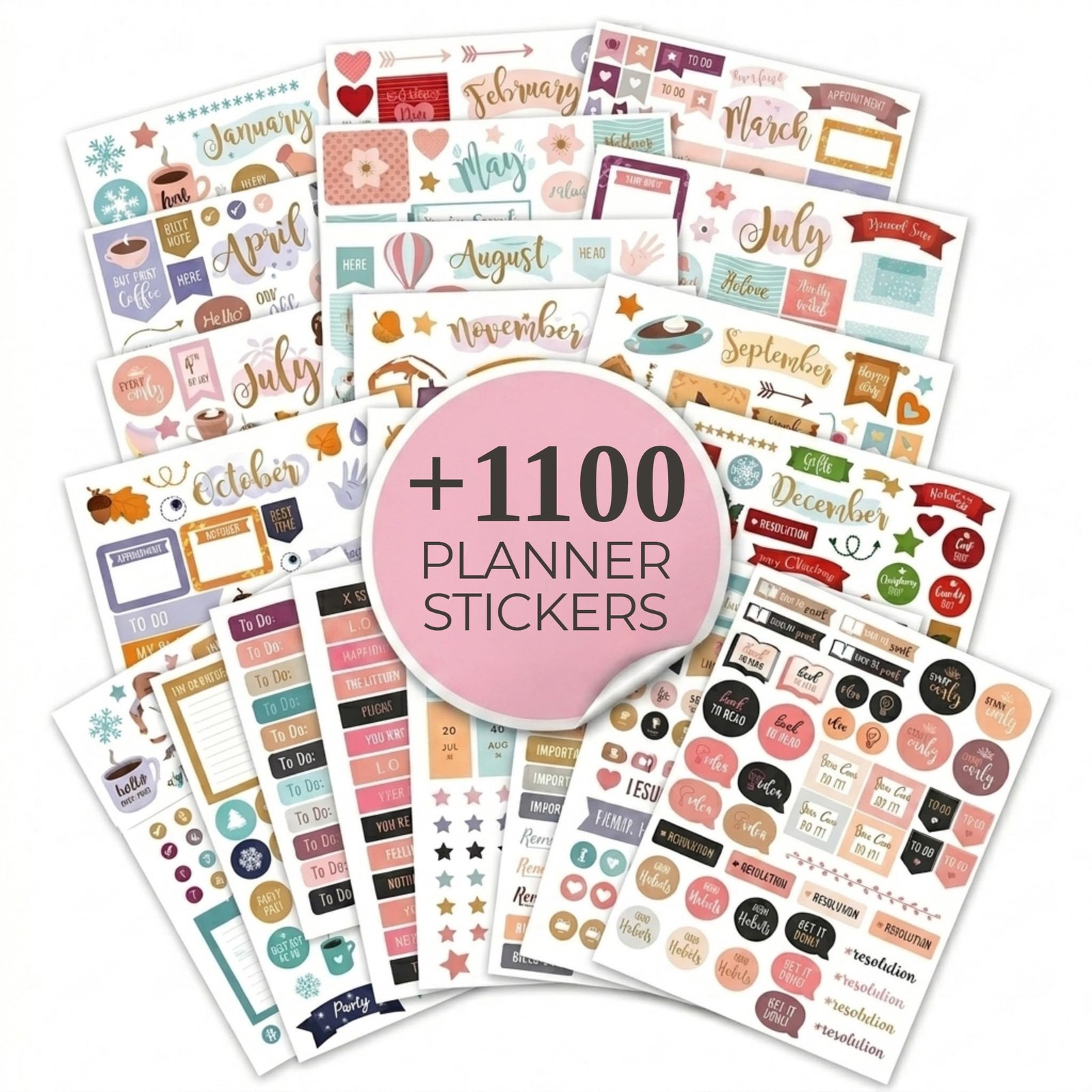 1100+ Aesthetic Monthly Planner Stickers Beautiful Design Sheets