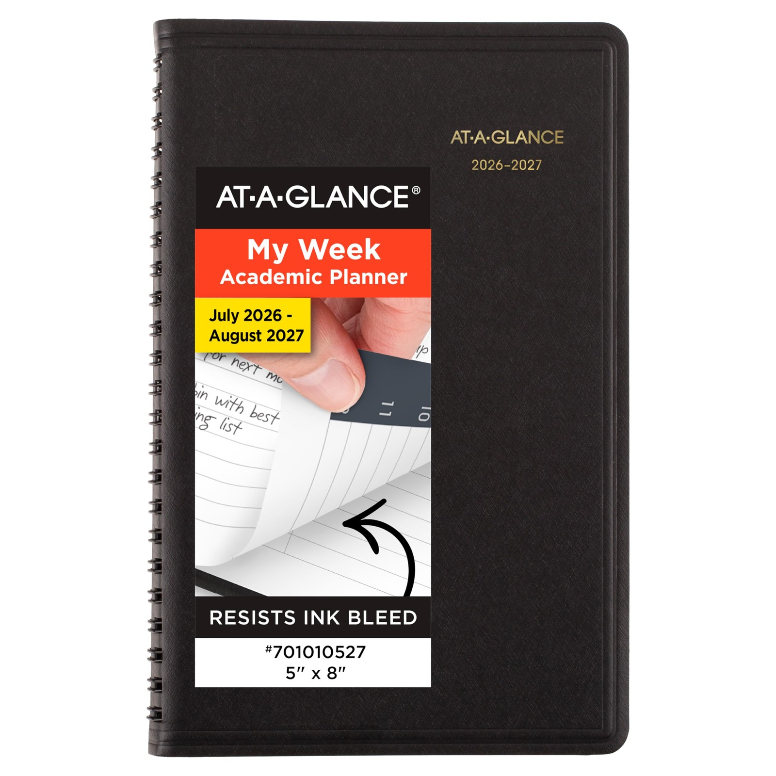 AT-A-GLANCE Planner 2026-2027 Weekly Academic 14-Month 5 x 8 inches, Black