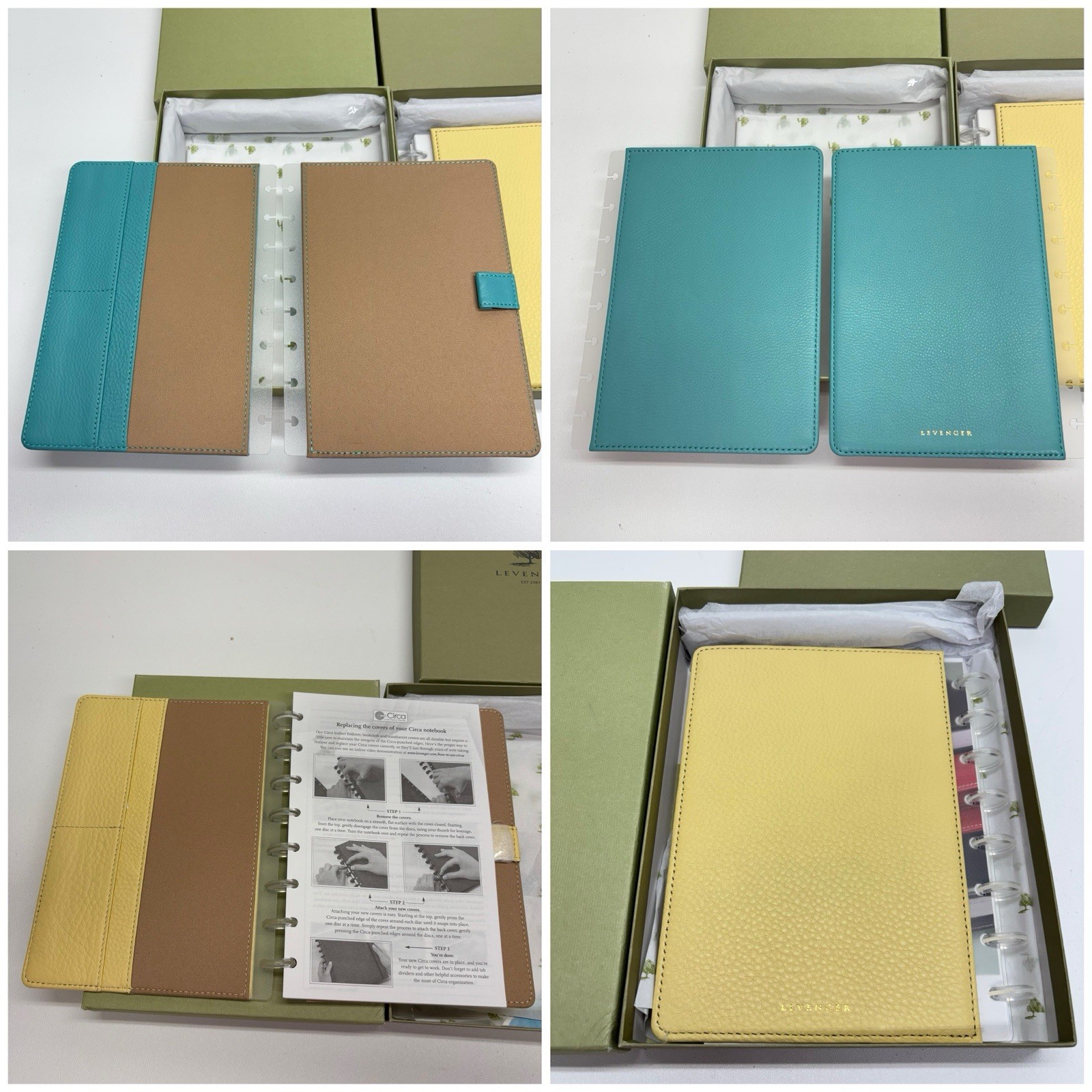Large Lot of Levenger Leather Folios, Organizers, Notebooks, Circa Discs