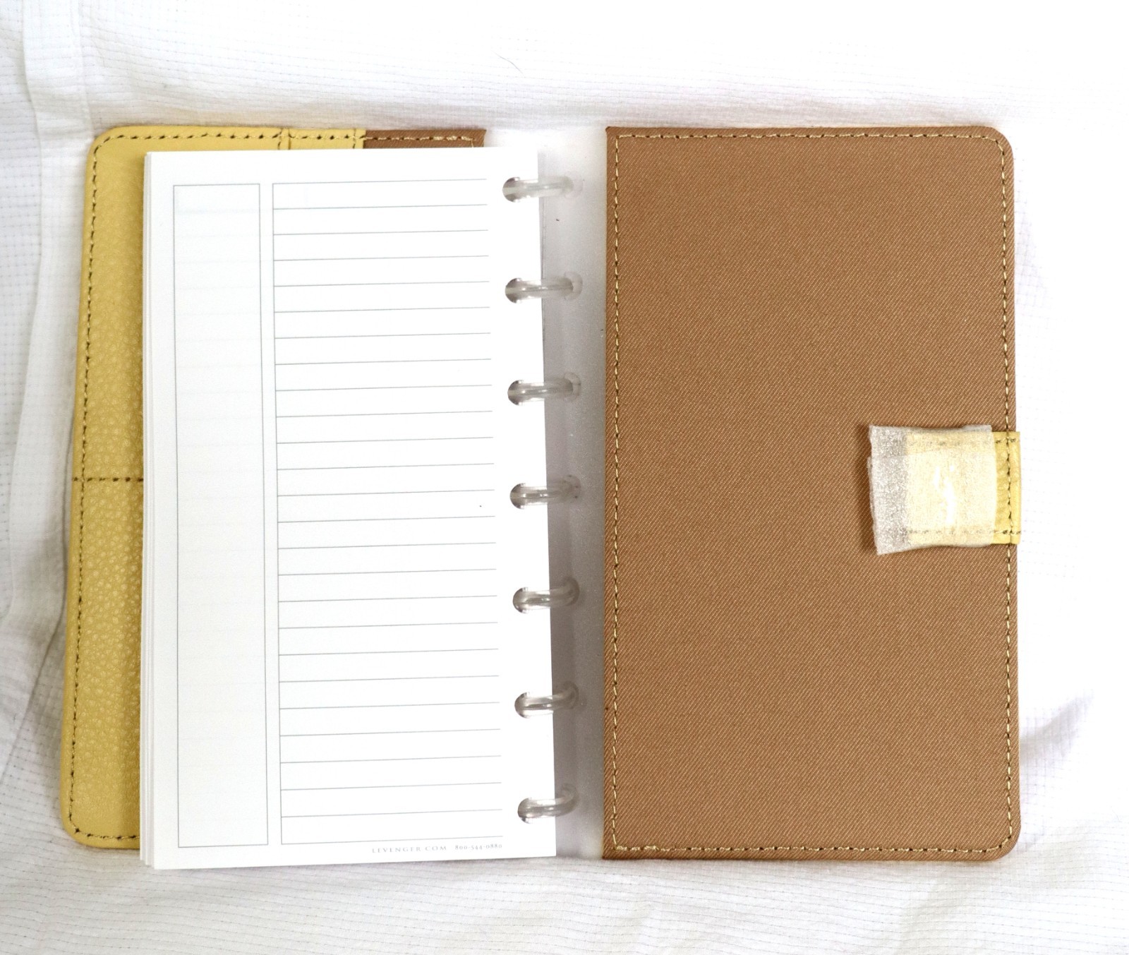 Levenger Circa Notebook Leather Pale Yellow Compact Size+ Paper Dust Jacket NEW