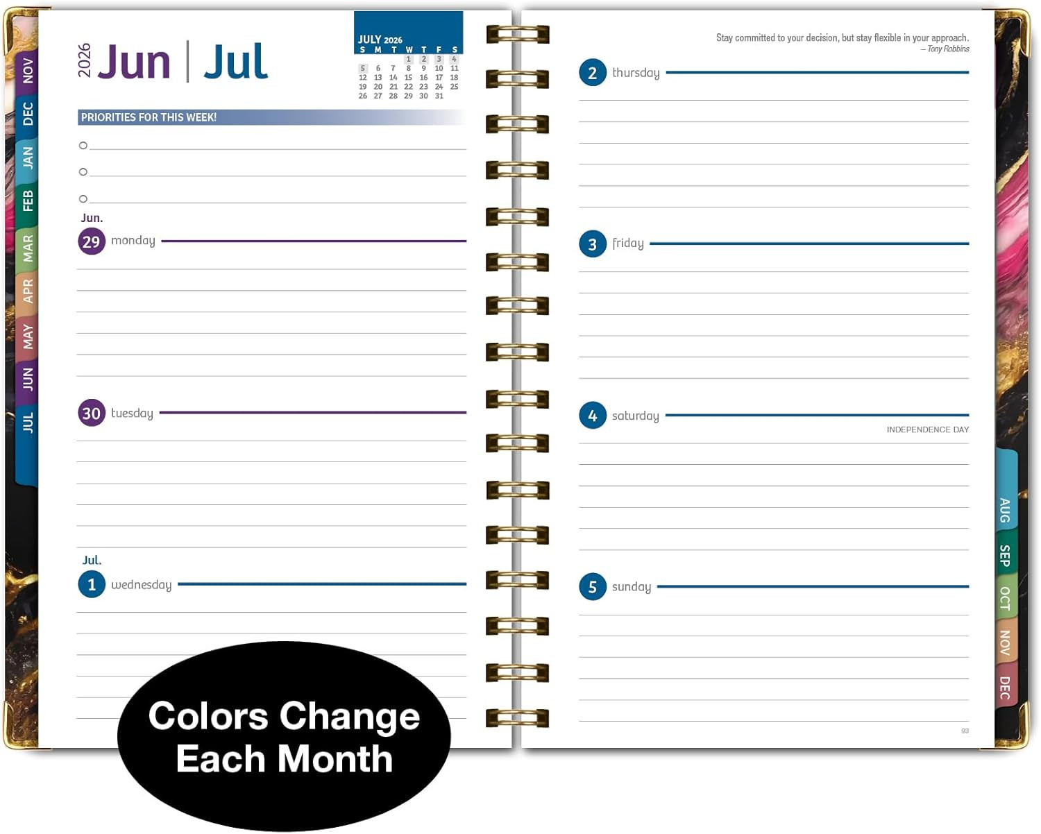 HARDCOVER 2026 Planner, 5.5″X8″: 14 Months (November 2025 – December 2026), Dail