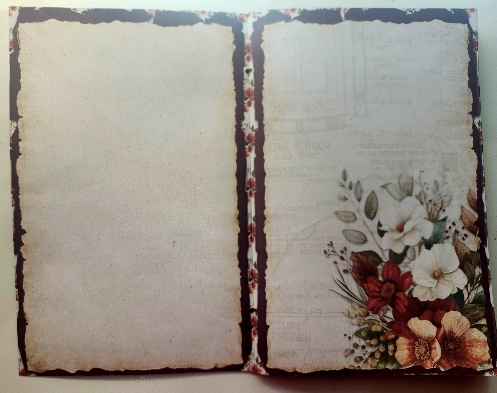 Junk Journal Booklet “FARMHOUSE FALL” Handmade Lg 8.5″x5.5″ 40pgs Autumn