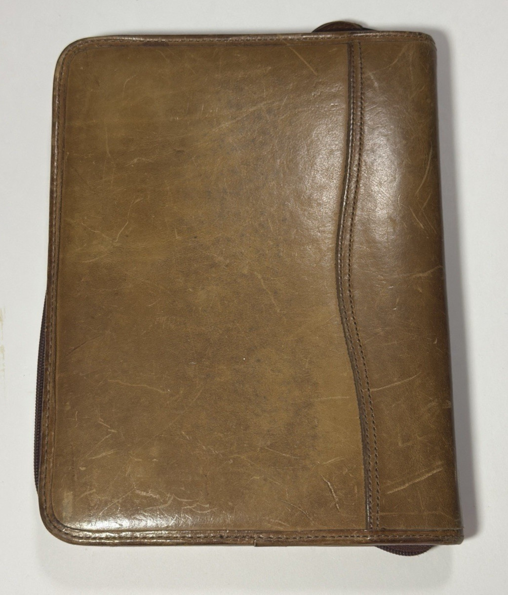 Day Timer Planner Organizer Vtg Brown Leather Folio 7 Ring Binder Notebook
