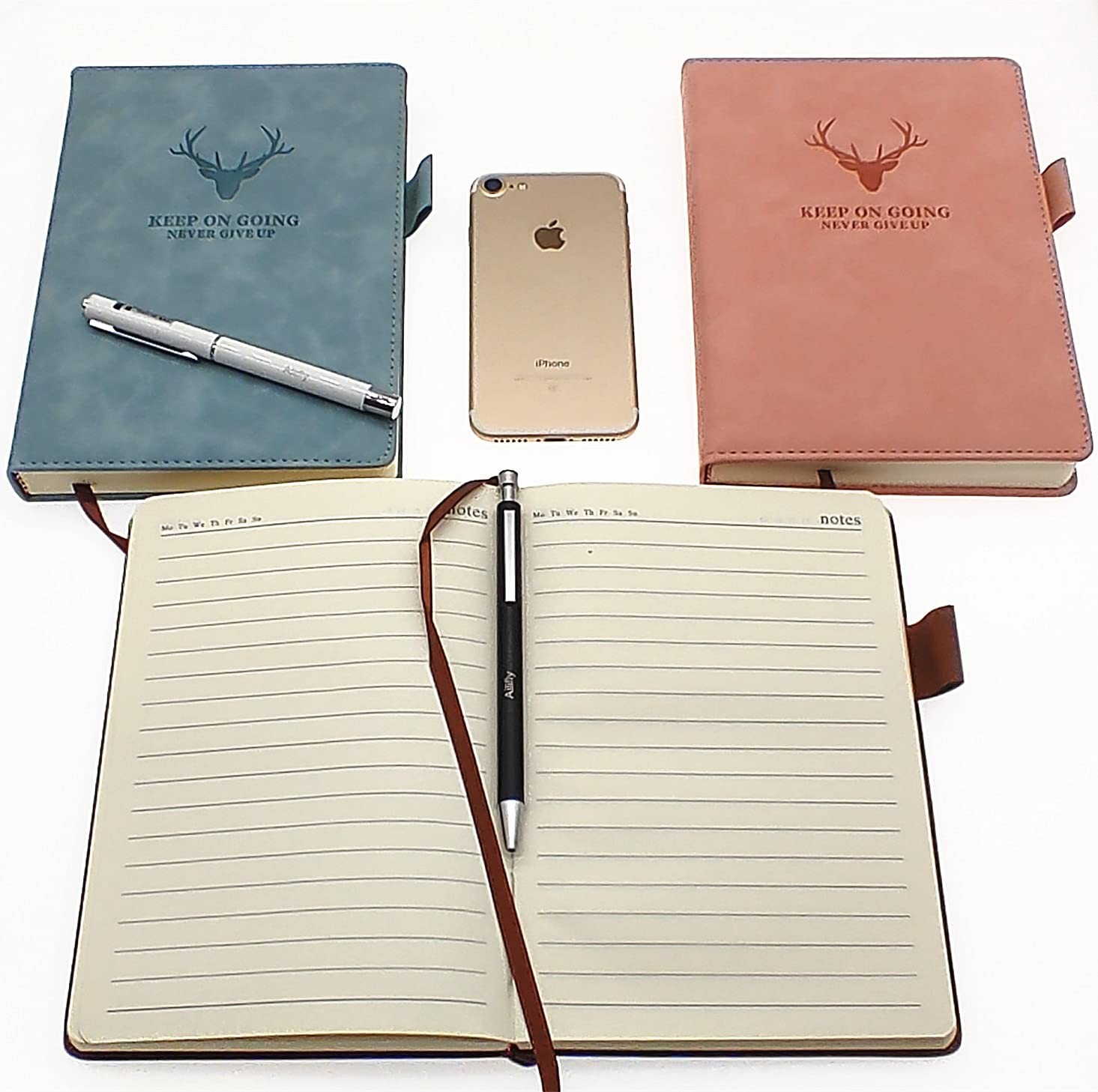 Ailifly 360 Pages Ruled Papers Thick Deer Head Pattern A5, Light Blue