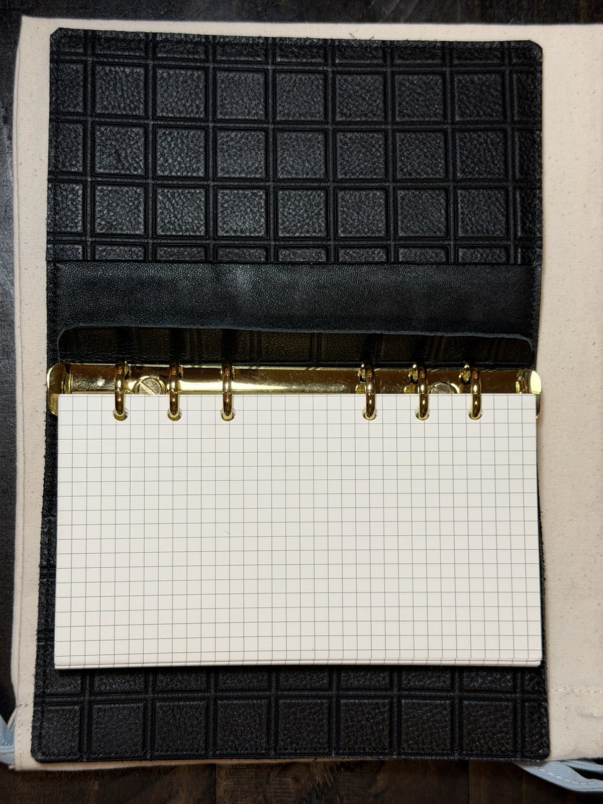 Handmade Genuine Leather Personal Size Ring Binder Planner Black 20mm Rings