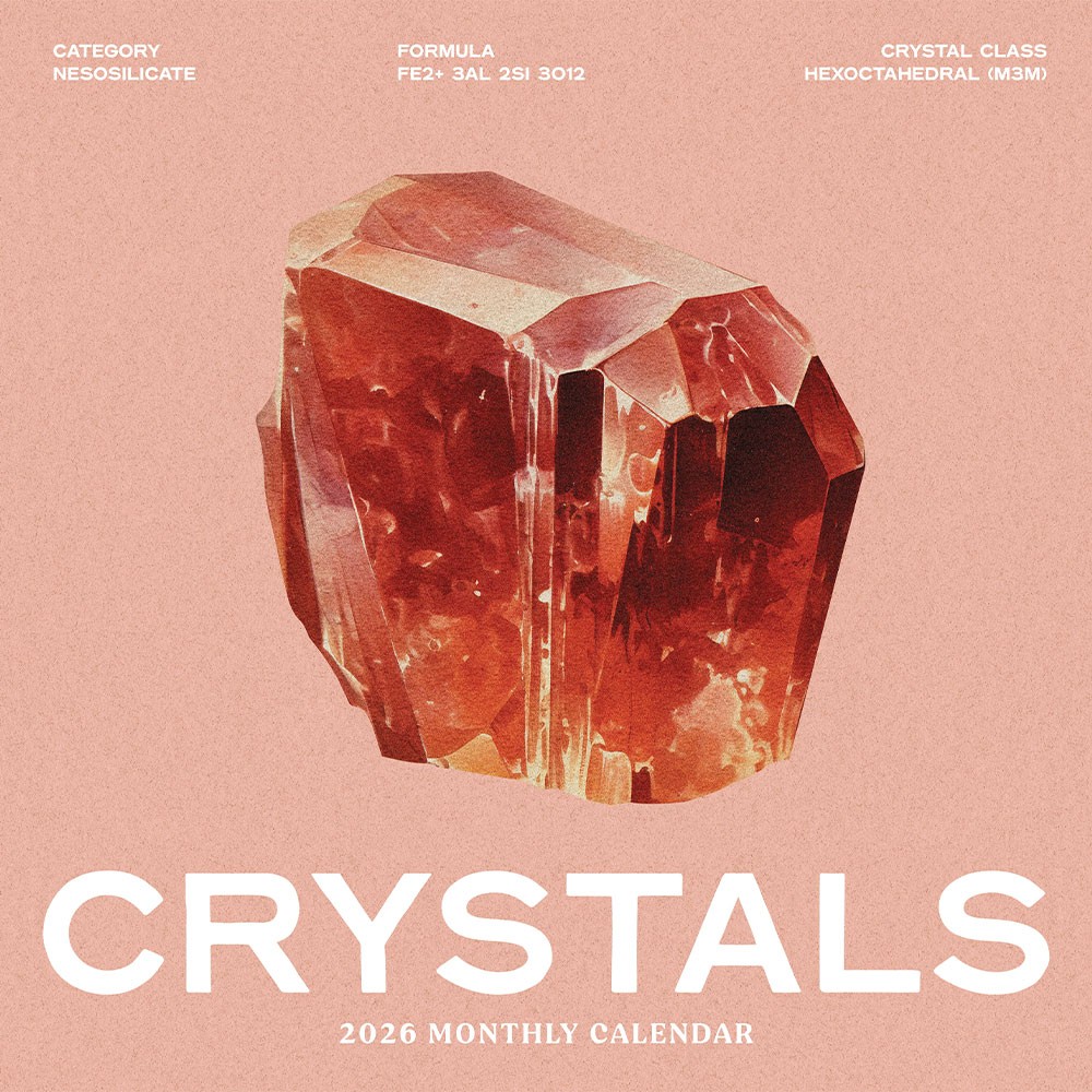 Crystals Calendar 2026 | 12″ x 24″ 12 Month Calendar | Marble City Press