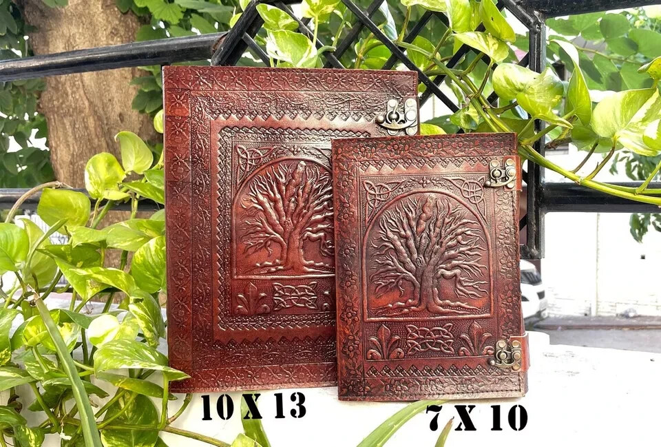 Handmade Leather Journal Tree of Life 200 Page Diary Notebook Office Story Book
