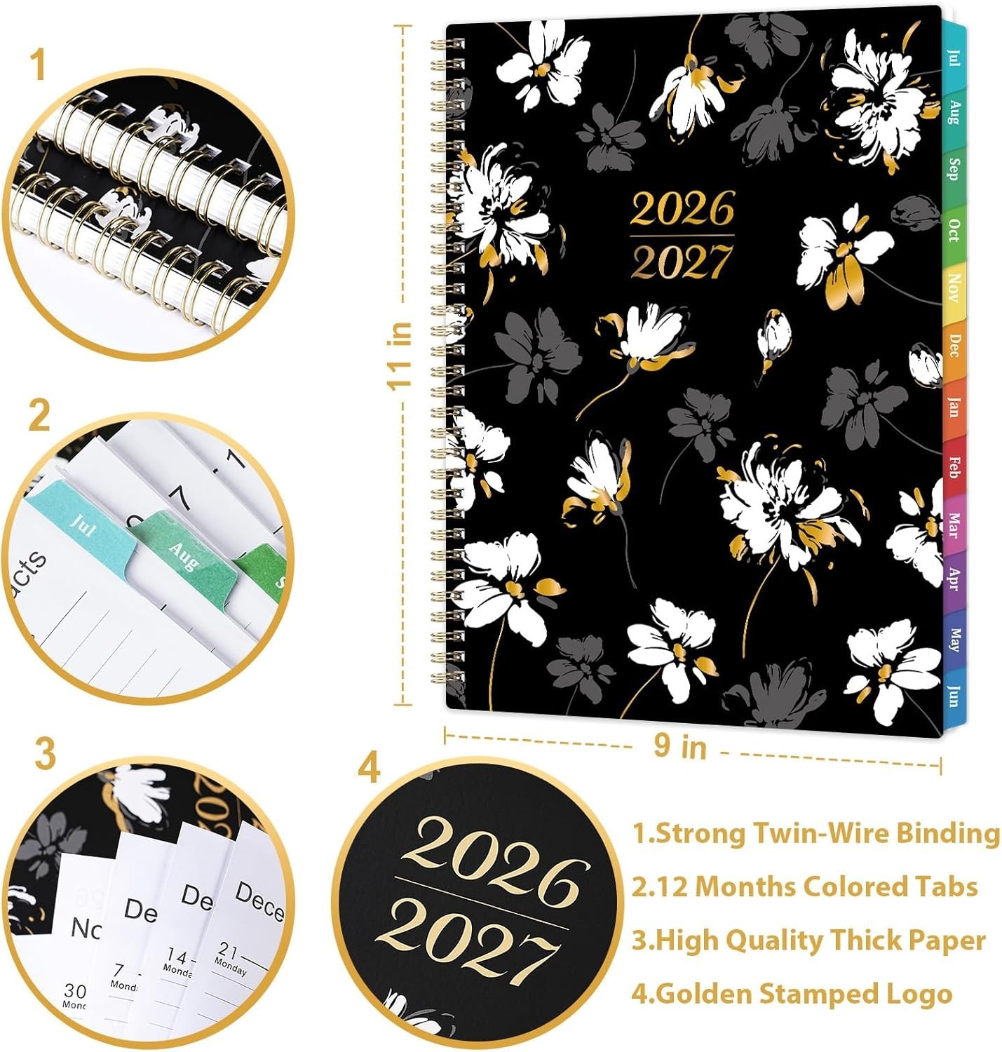 Ultimate 2026-2027 Planner: Weekly & Monthly Views, Colorful Tabs, 8.5” x 11”