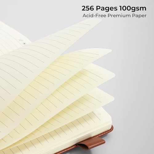 Lined Journal Notebook for Women & Men, 256 Pages A5 Hardcover Leather Journal,