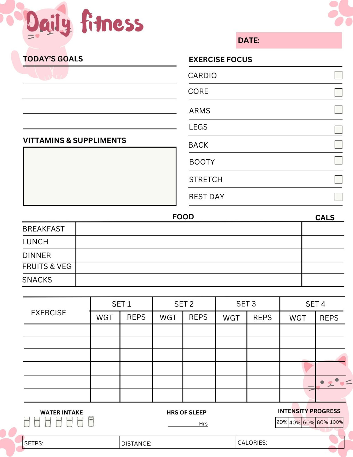 Digital Planner | Daily, Weekly, Monthly Fitness Goodnotes iPad Planner Pdf