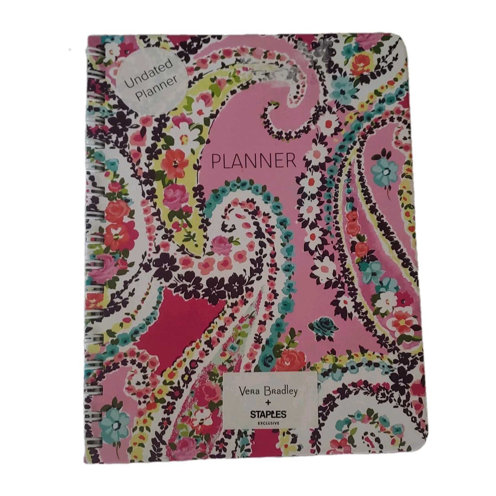 VERA BRADLEY Undated 12 Month Planner Wildflower Paisley Fuchsia Stickers Pink