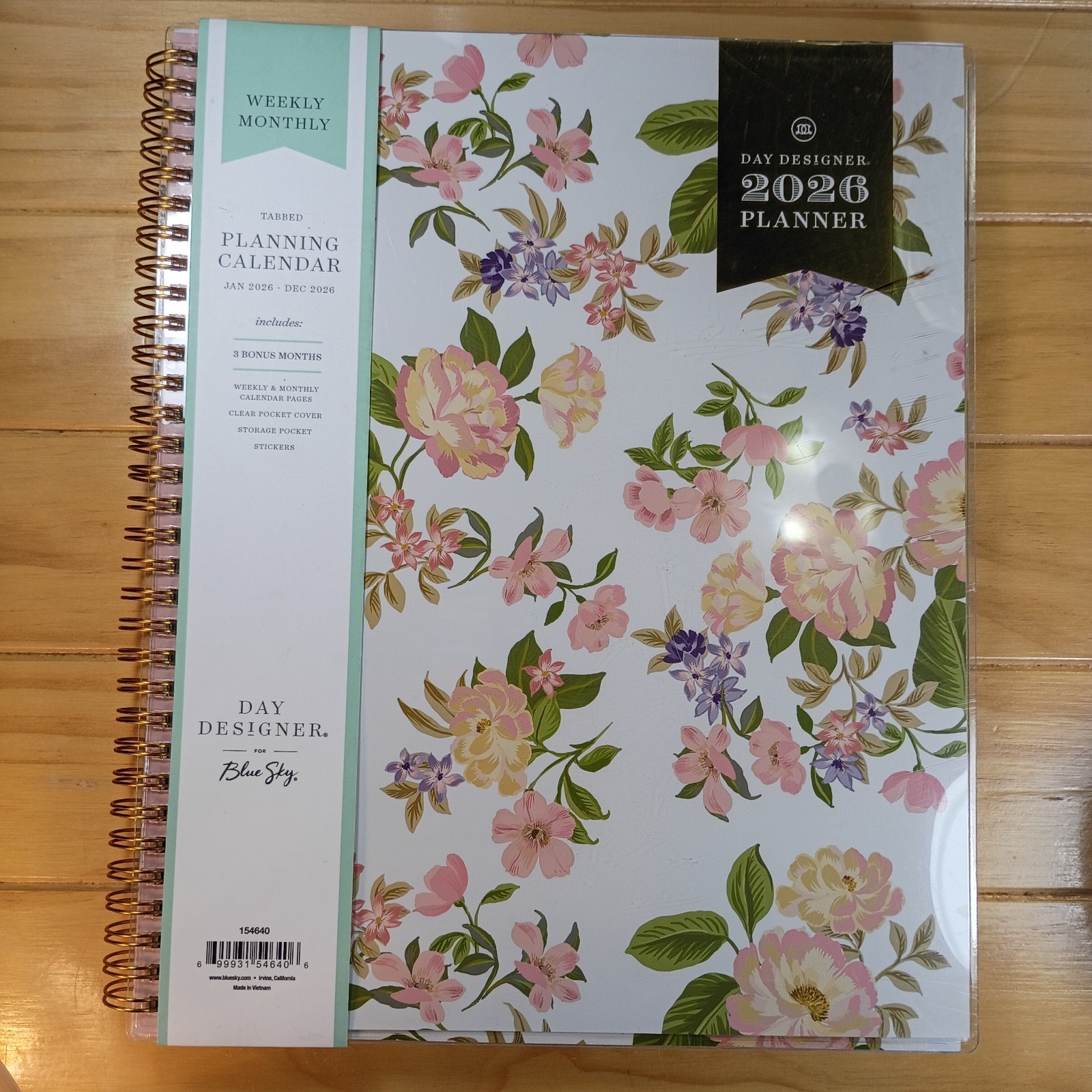 Day Disigner For Blue Sky Weekly Monthly Calendar 2026 8 1/2 x 11 In Wire-O New.
