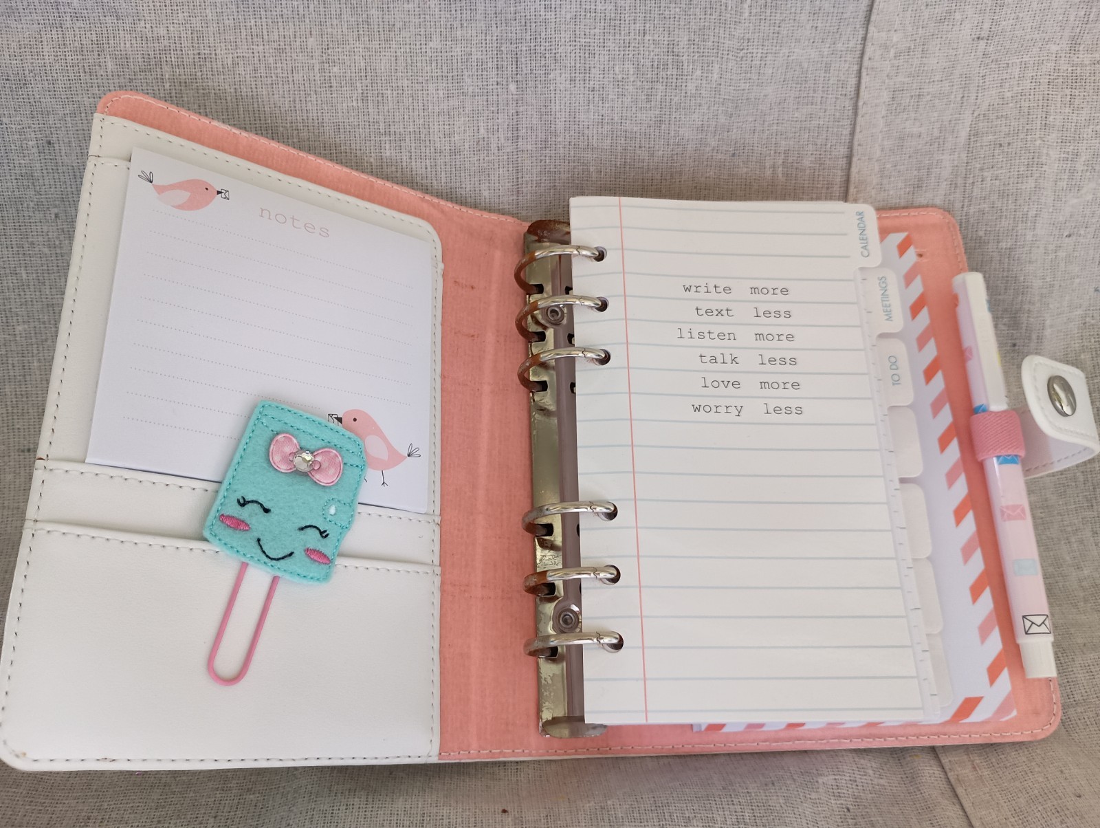 NIB Kikki K White Paper Pencil Leather Personal Planner Notebook Calendar
