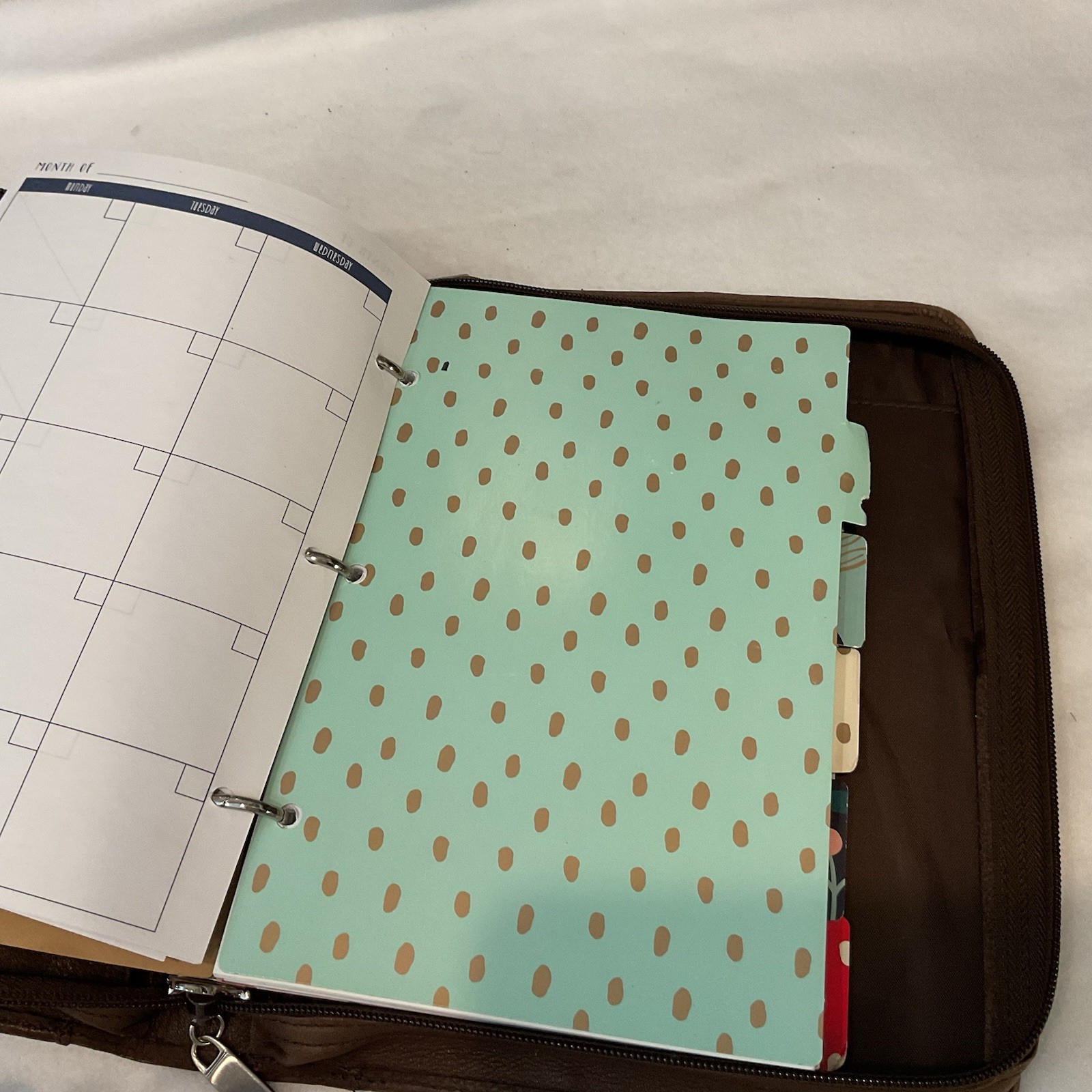 Tannery West Genuine Leather Zip Around Planner Organizer Binder Brown 3 Ring