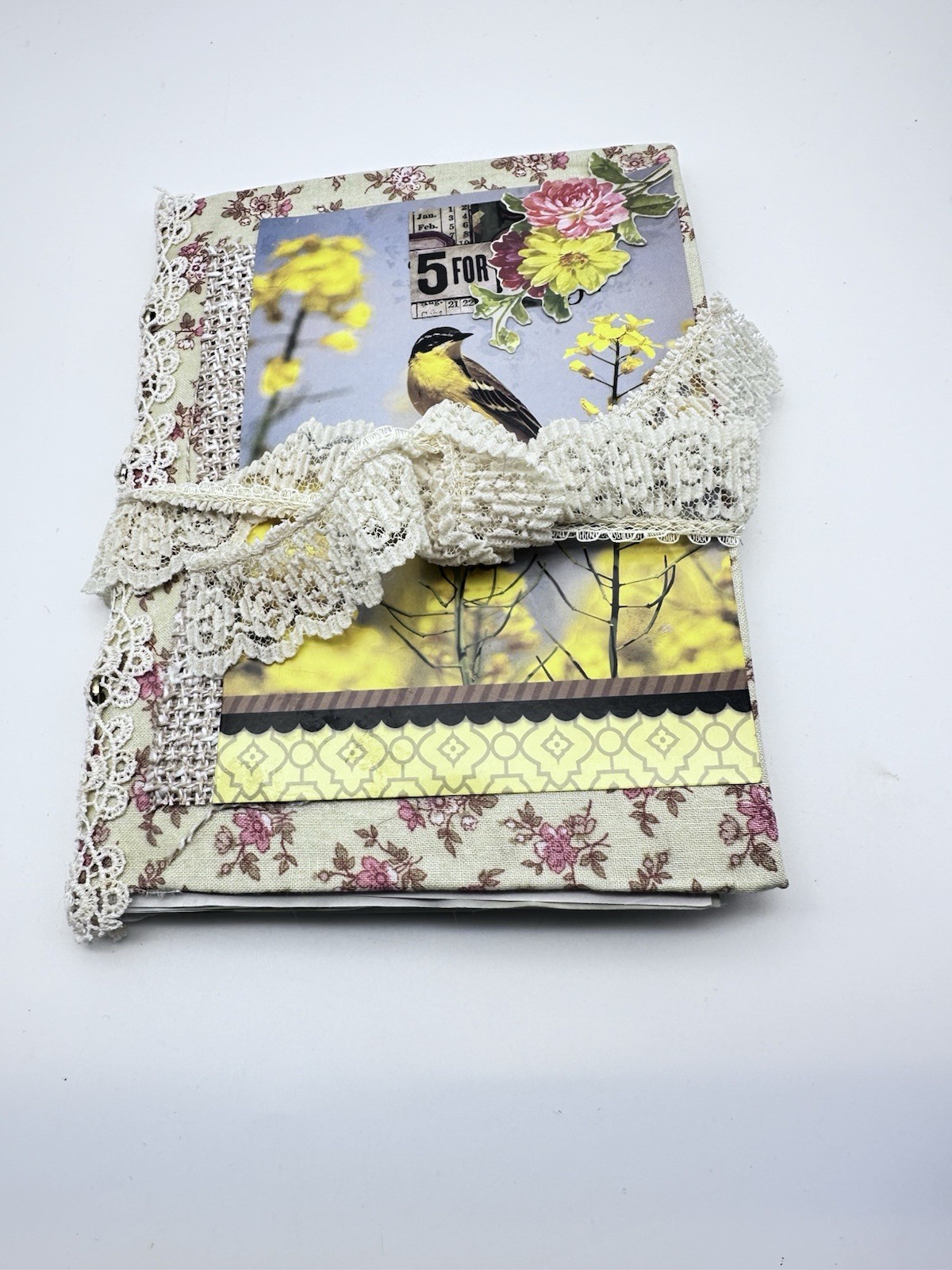 Junk Journal Bird Themed 8×6 Inches With Coffee Dyed Paper For Journaling