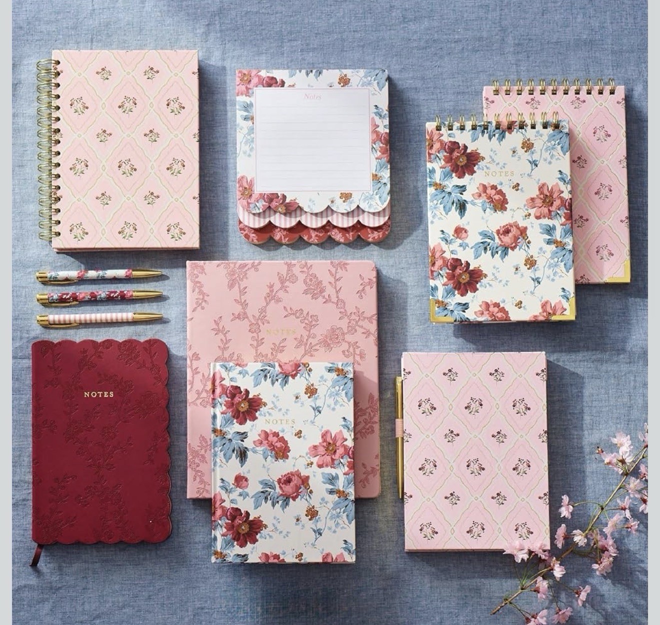NEW Eccolo Laura Ashley Blue Rose With Pen Writing Notebook Journal 256 Pages