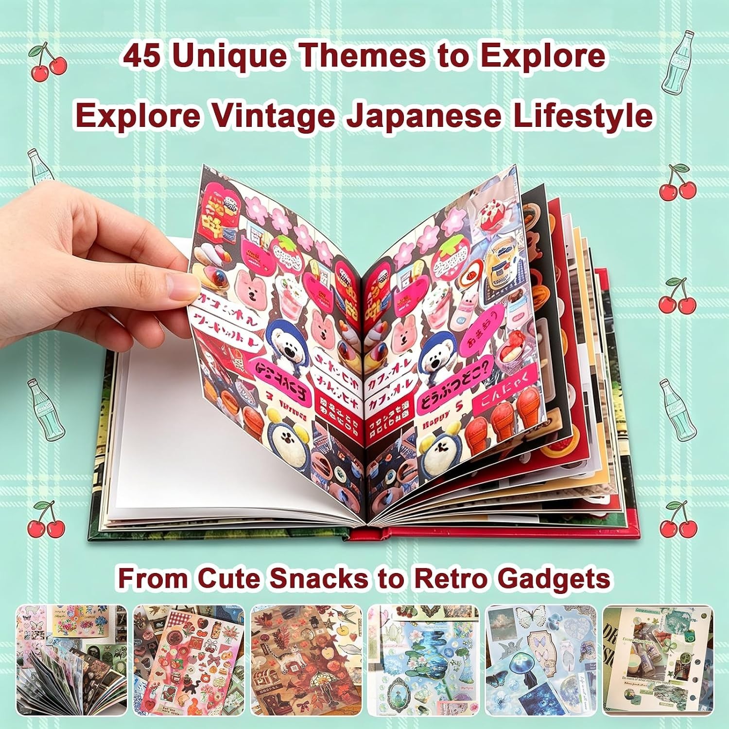 45 Sheets Japanese Sticker Book for Scrapbook 800+Pcs Heisei Retro Manga Styl…