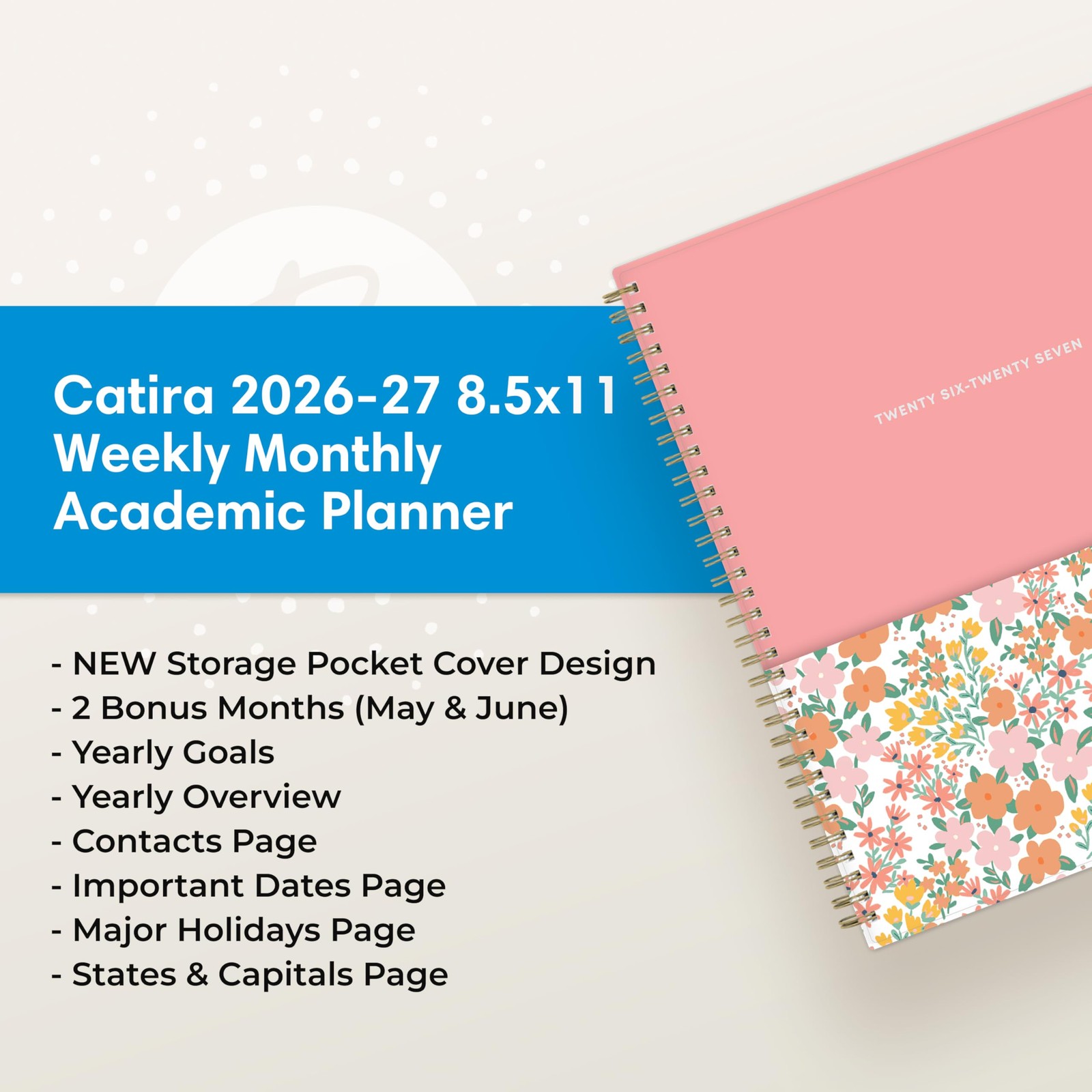 Blue Sky 2026-2027 Weekly and Monthly Academic 8.5″ x 11″, Catira- 2026/2027