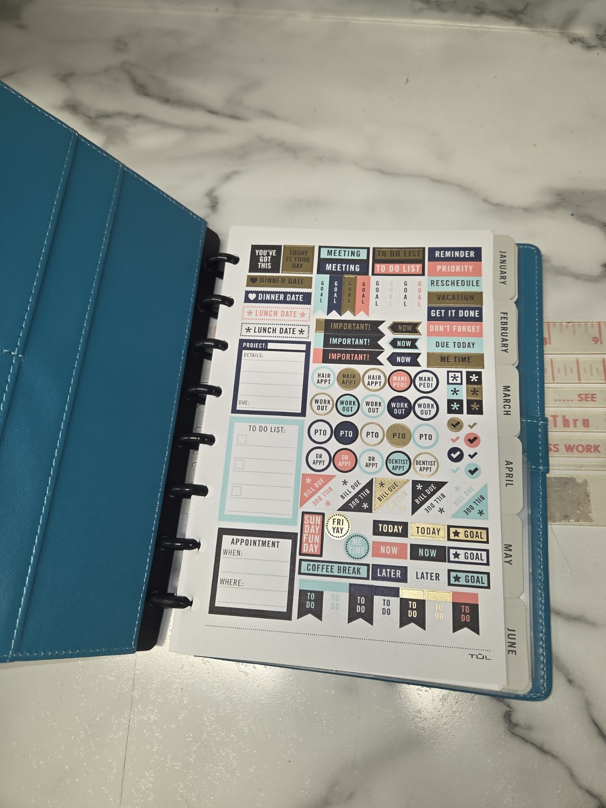 TUL Discbound Monthly Planner Starter Set Junior Teal Jan-Dec 2021