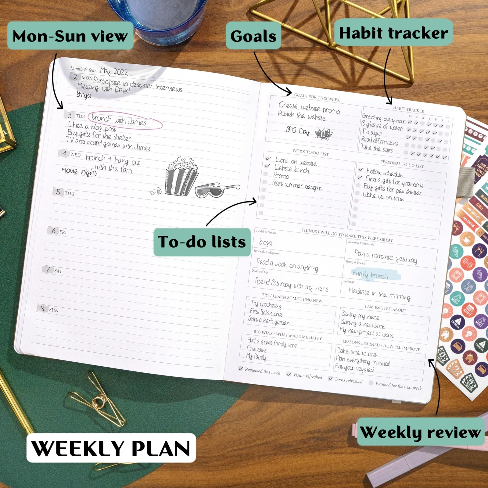 Legend Planner PRO – Deluxe Weekly & Monthly Life Planner to Increase Prod