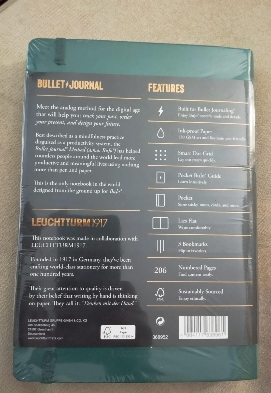 A5 Green Bullet Journal Notebook Edition 2 with Pocket Guide and Stickers