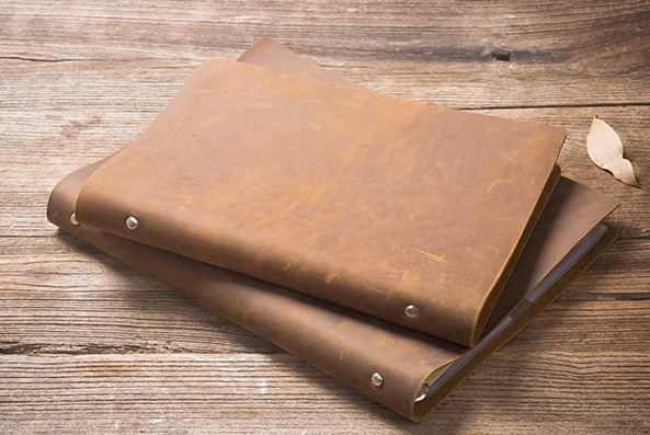 A4 loose leaf Writing note Notebook sketchbook binder Notepad leather brown Q318