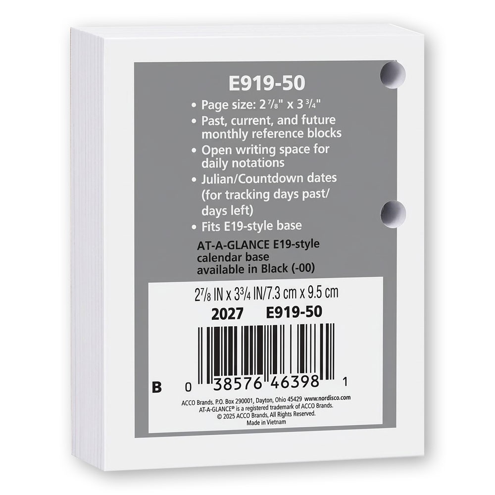 2026 At-A-Glance E919-50 Compact Daily Calendar Refill with Tabs, 3 x 3-3/4″
