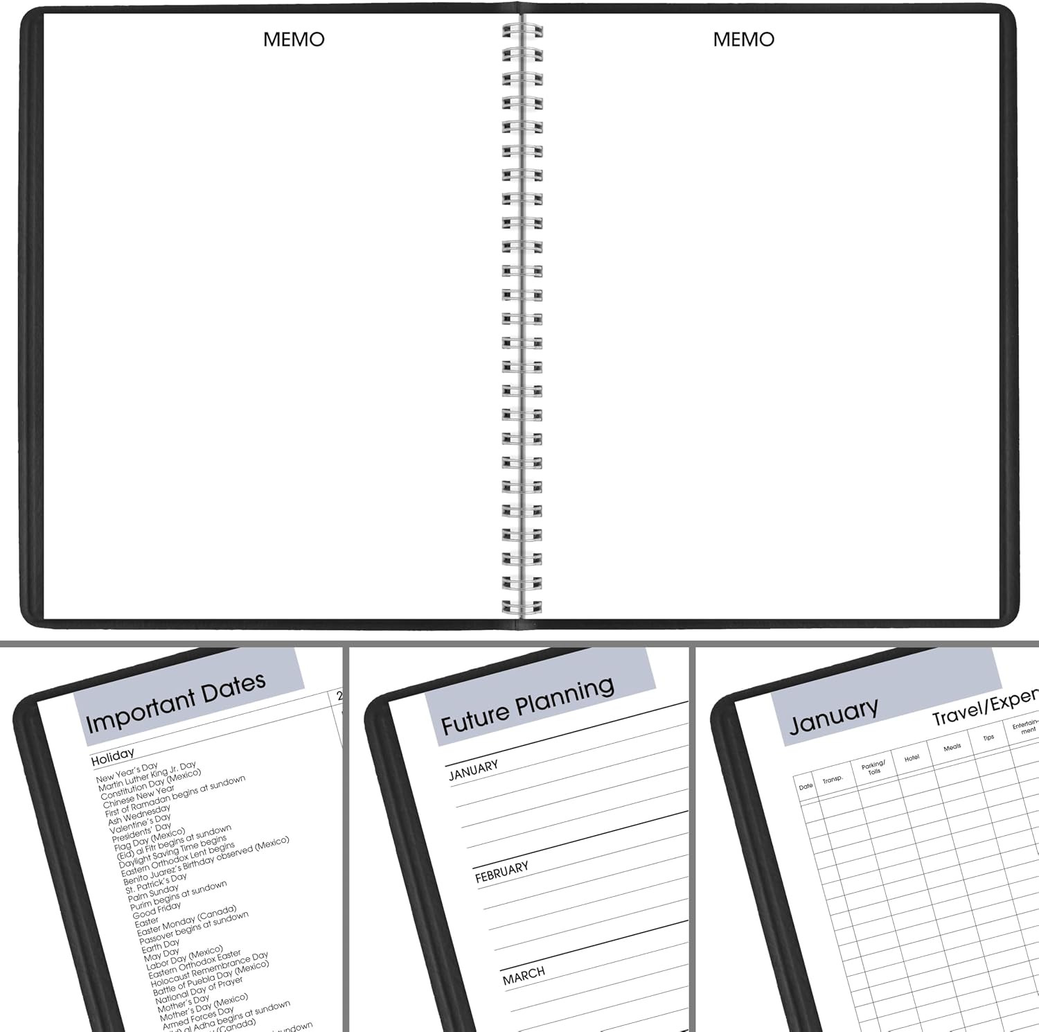 2027 Dayminder Monthly Planner, 7″ x 8.75″, Unruled Daily Blocks, Black
