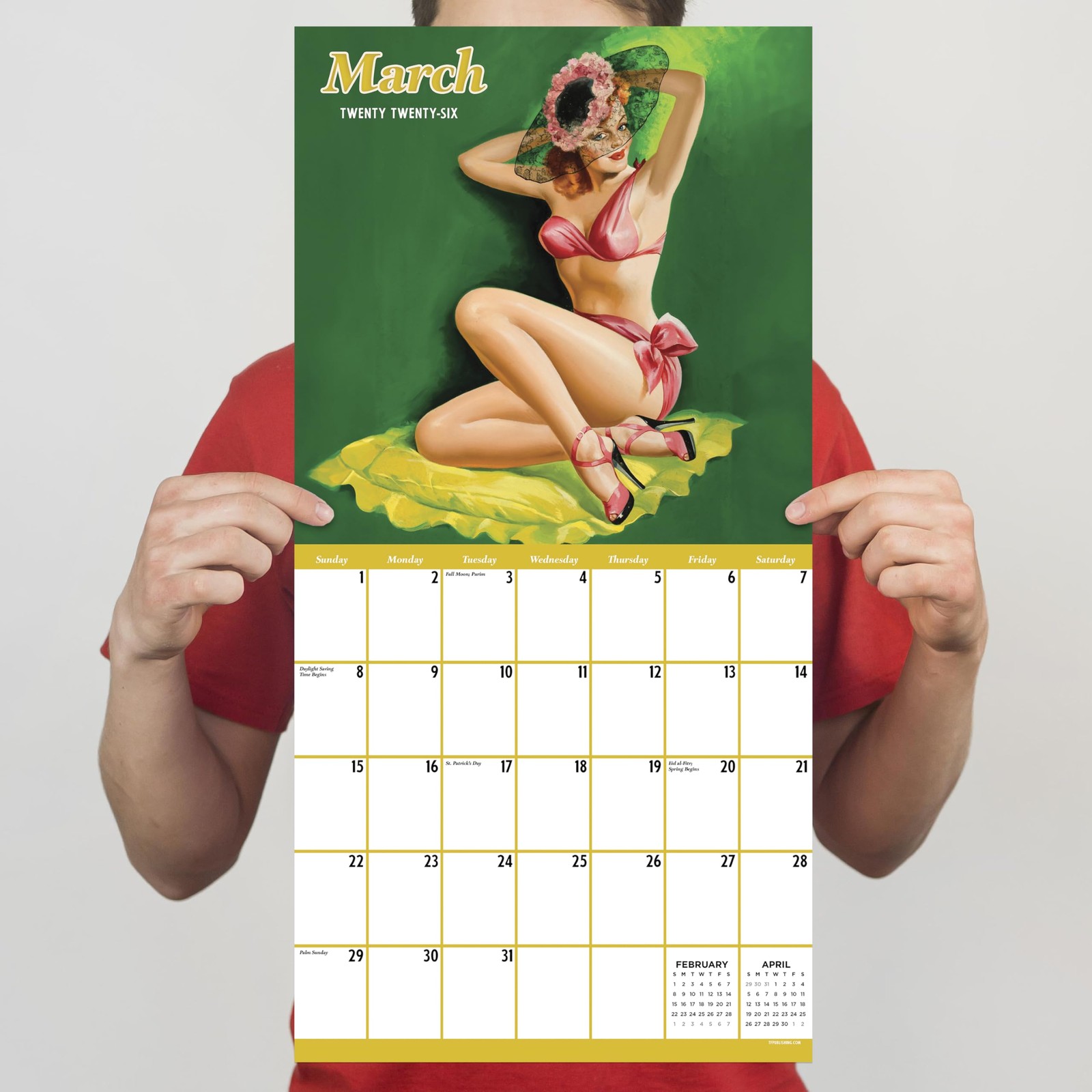 TF Publishing 2026 Pin-Ups Wall Calendar – Large Grids for A4, PinUps