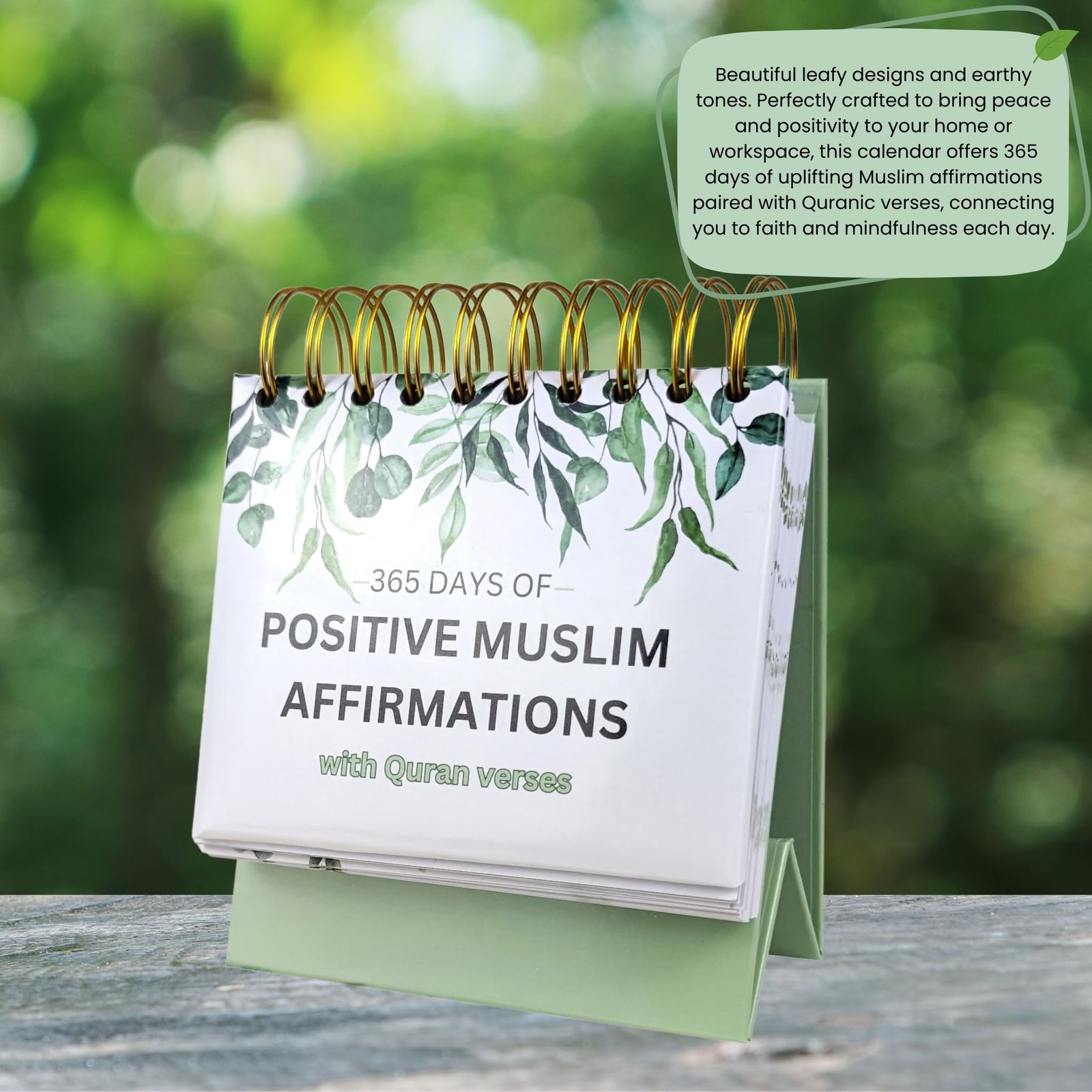 Islamic Positive Affirmations with Quran Verses, A6, Green