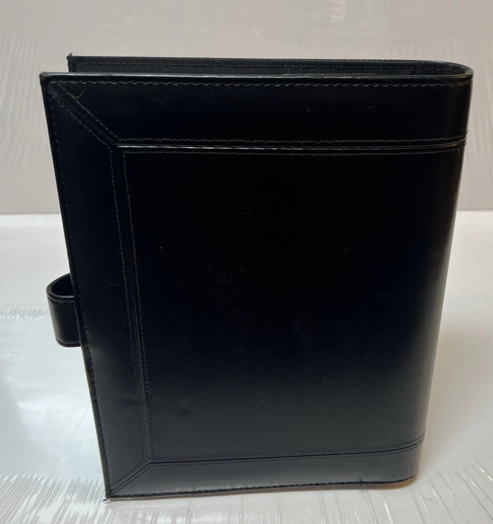 VTG 90’s Day Timer Black Faux Leather 7 Ring Binder Planner Organizer