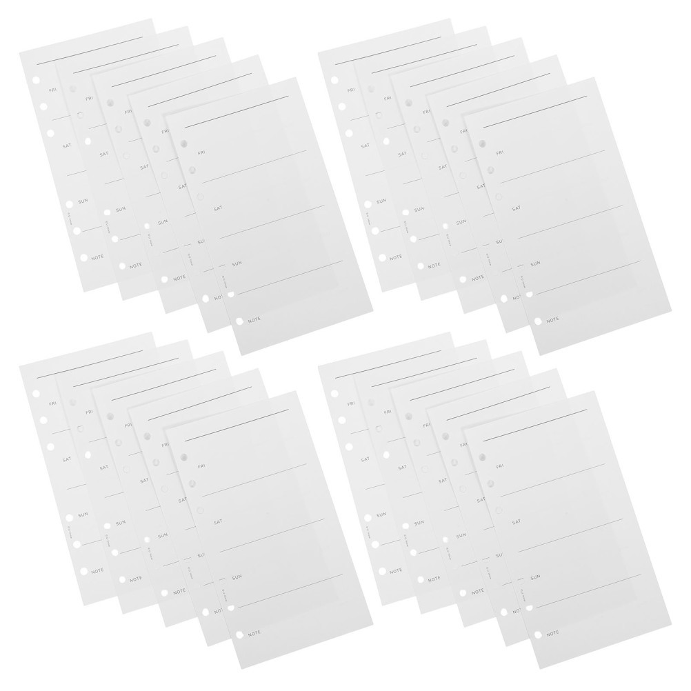 50 Sheets Weekly Planner Refills for A6 Binder, 6 Ring Planner Refills, Undated