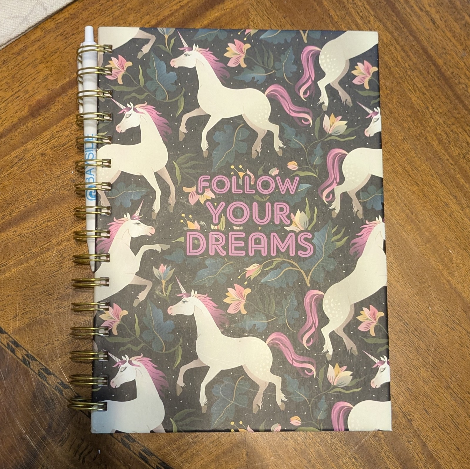 Aunty Peach Design Unicorn Spiral Notebook with Pen – “Follow Your Dreams”