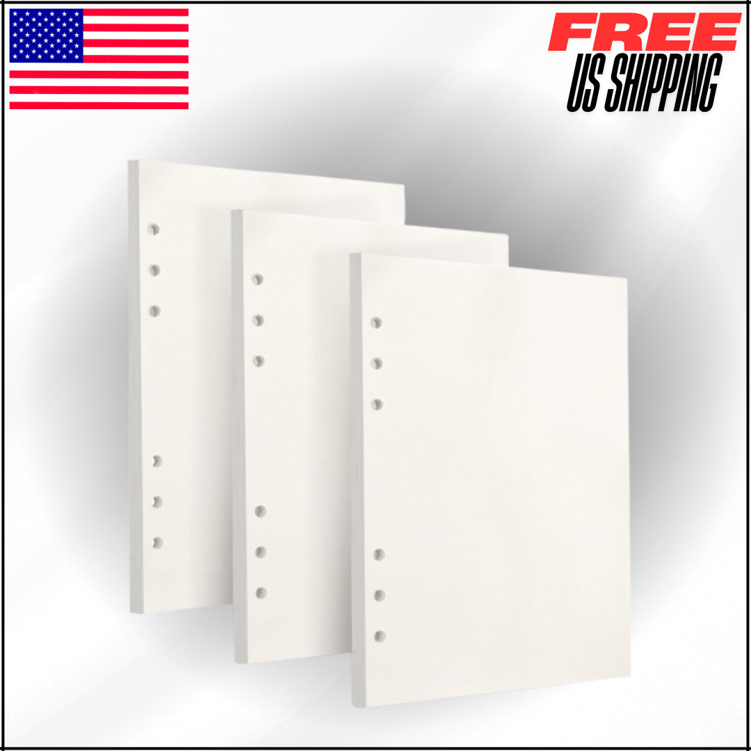 Refill Paper A5 Blank Thick Binder Journal 135 Sheets 6-Hole 100GSM Blank