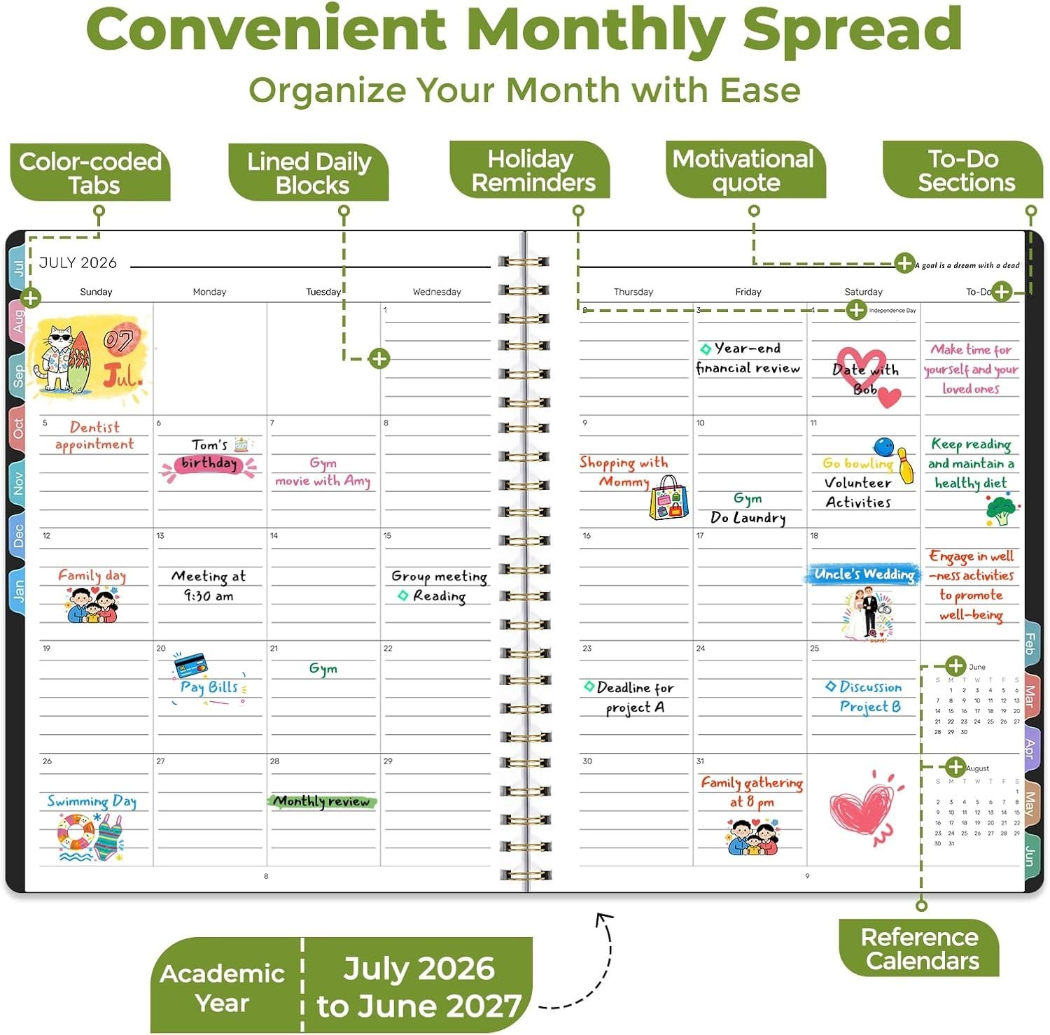 2026 Planner Yearly Monthly & Weekly Planner 2026-2027 Teachers & Students