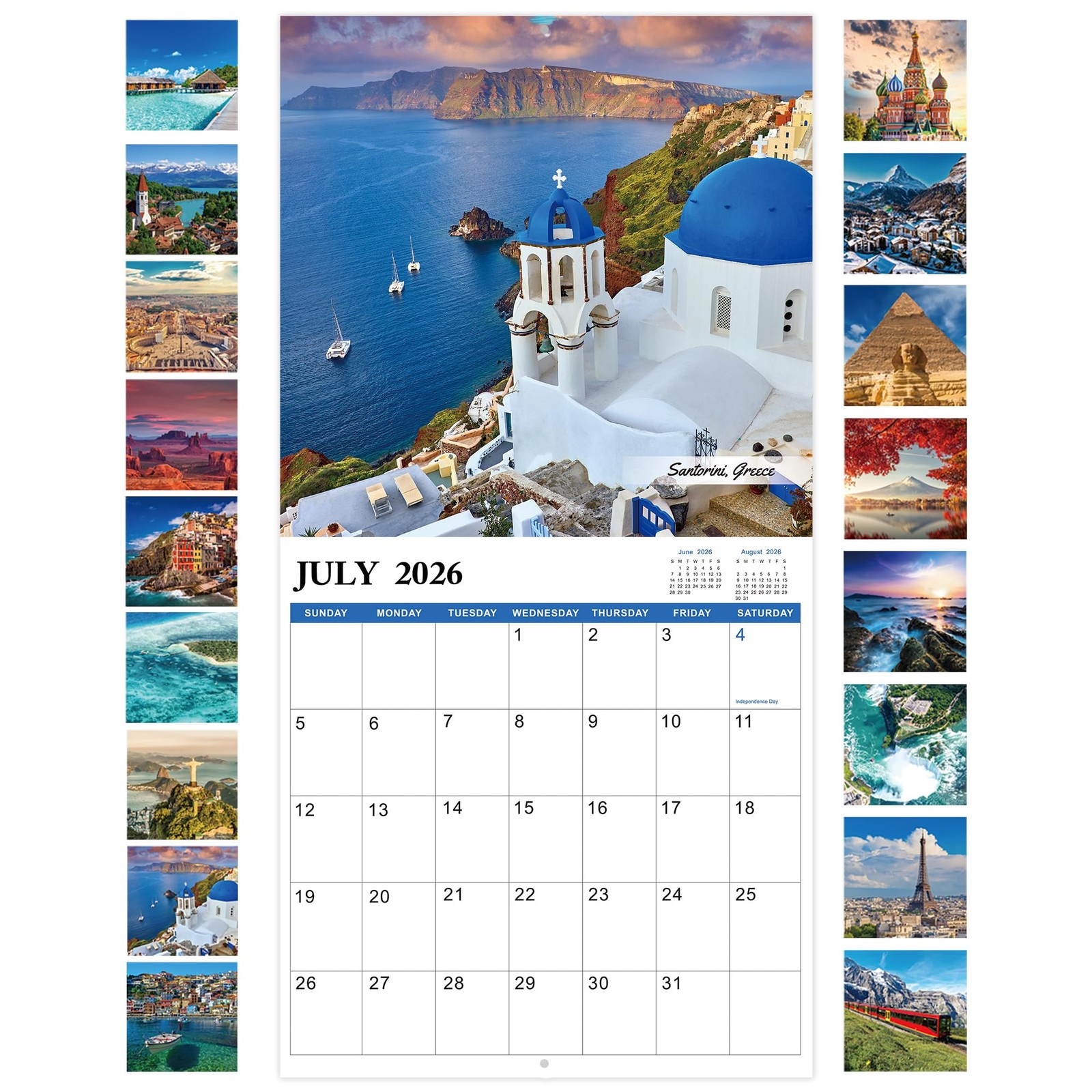 Wall Calendar 2026-2027, 18 months from Jul 2026 – Dec 2027, Monthly Blue