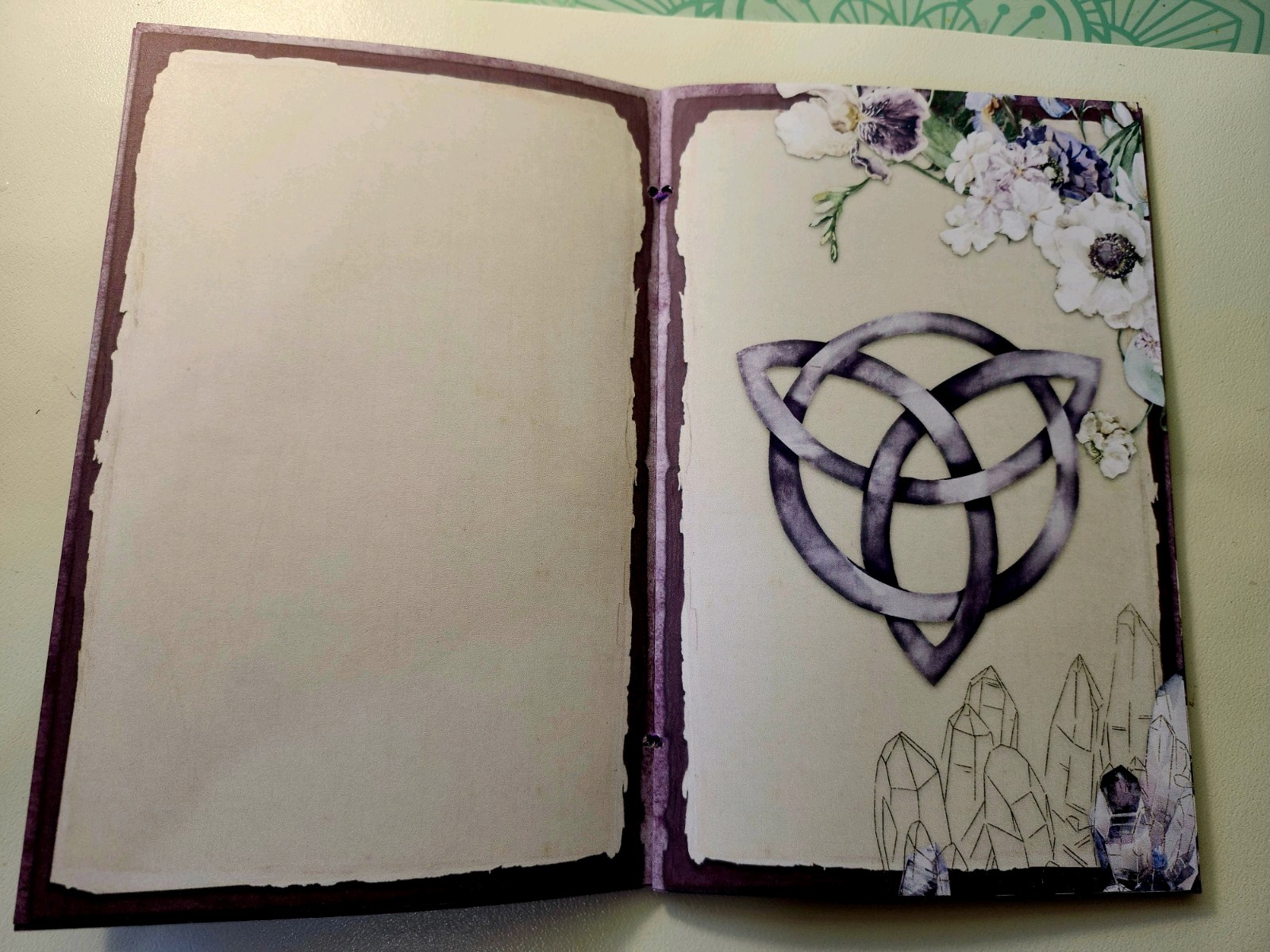 Junk Journal Blank Booklet “MOON GARDEN” Handmade Lg 8.5″x5.5″ 40pgs Lunar Phase