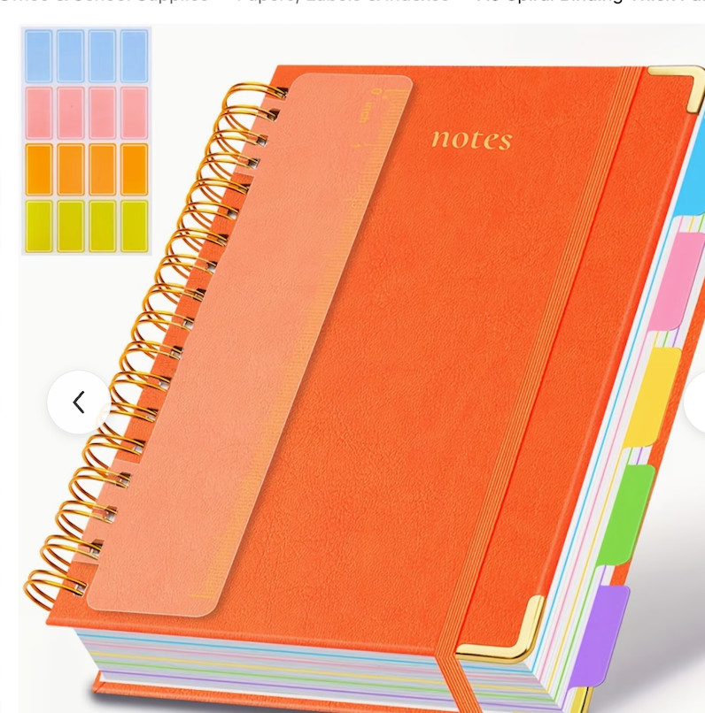 Luxury A5 Orange Leather Planner – 300 Page Spiral Journal – Hardcover Notebook