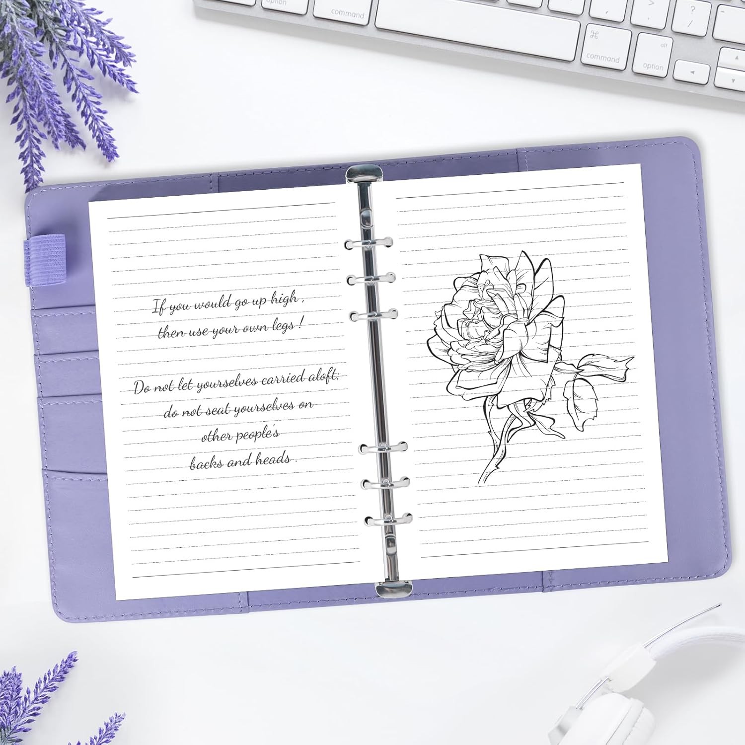 A5 Refill Paper Planner Inserts, 6-Hole Loose Leaf Paper, College A5, white