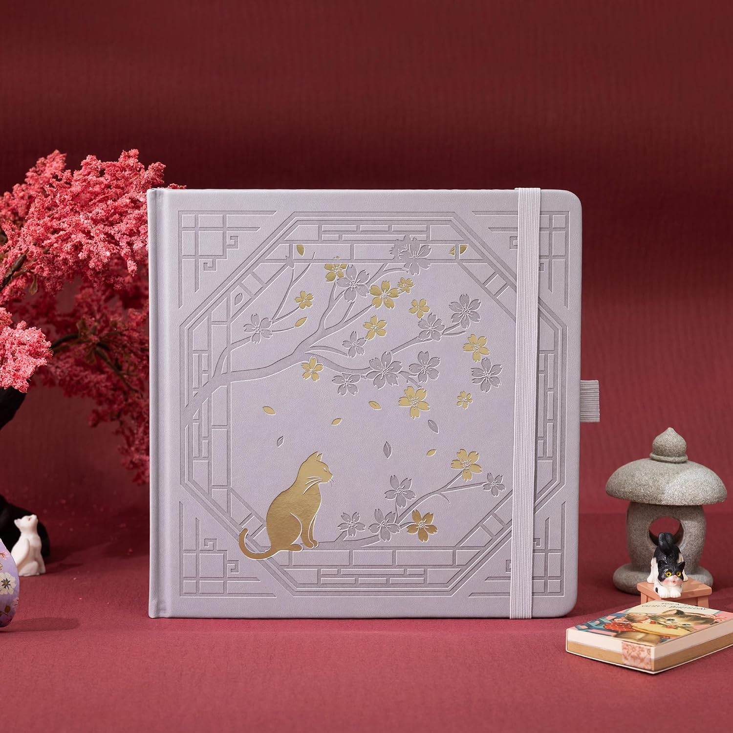 Square Dotted Journal, Cute Cat Journal for Women Girls, Dot Notebook with Prett