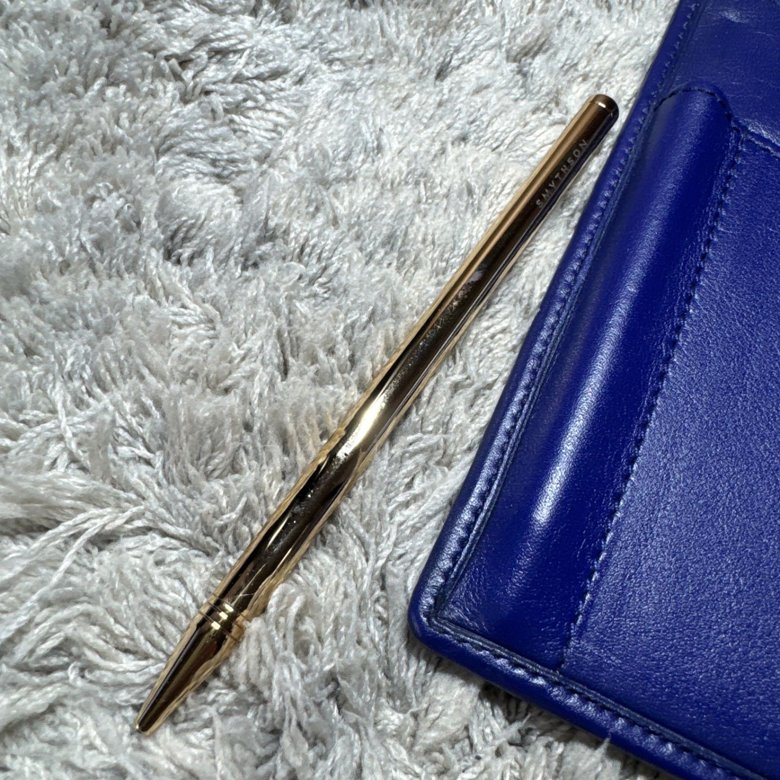 SMYTHSON System Notebook Notebook Cover Leather Blue with Gold Pen Used