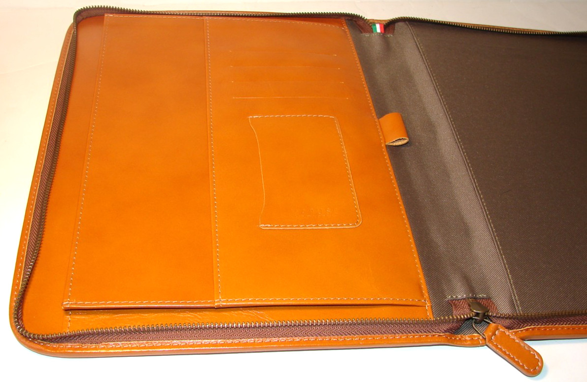 MARUSE Men or Women Portfolio Padfolio HONEY BROWN LEATHER Executive Folio ITALY
