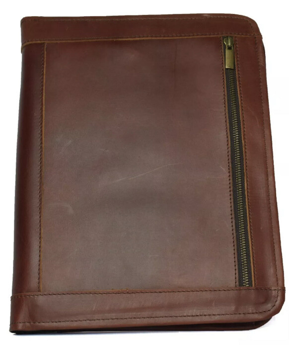 Leather Folder File Portfolio Bag Padfolio Case Laptop Document Vintage bag Raw