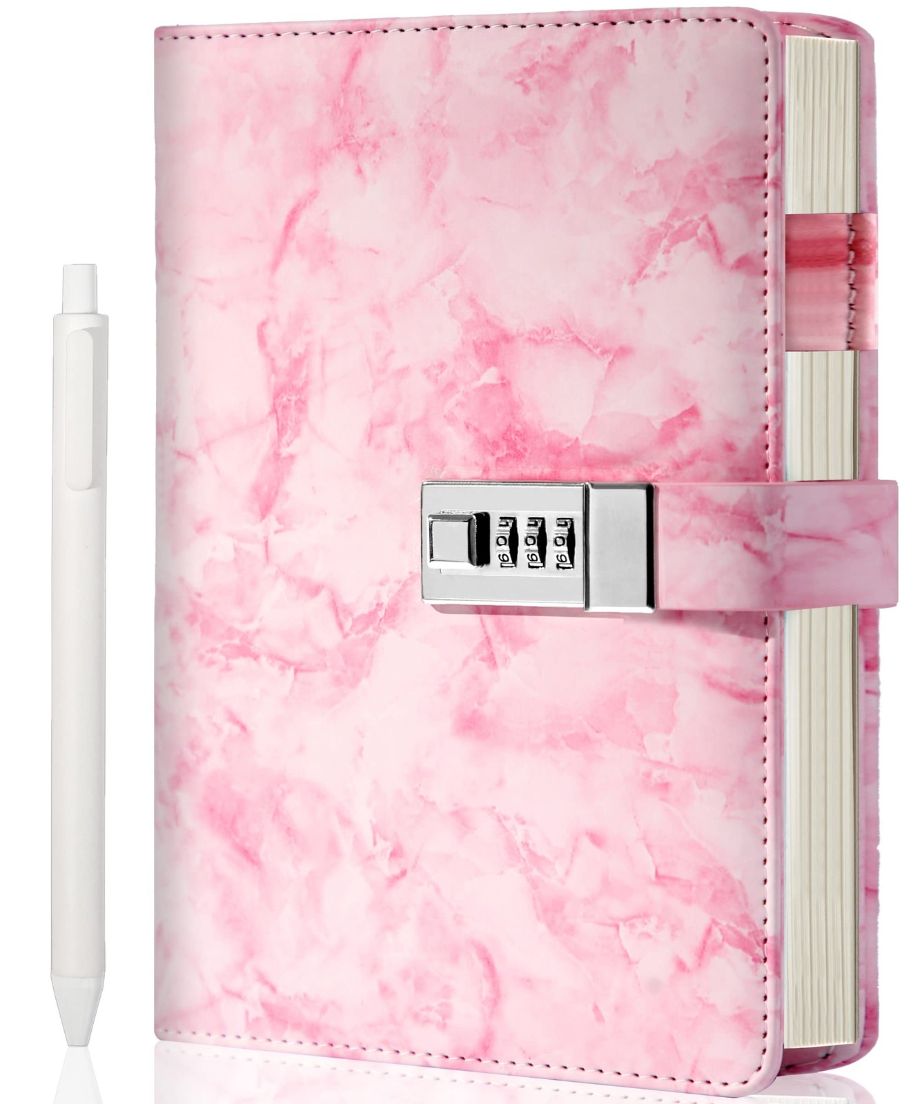 Marble Diary with Lock 192 Pages A5 Waterproof Journal for Girls – Secret Gift